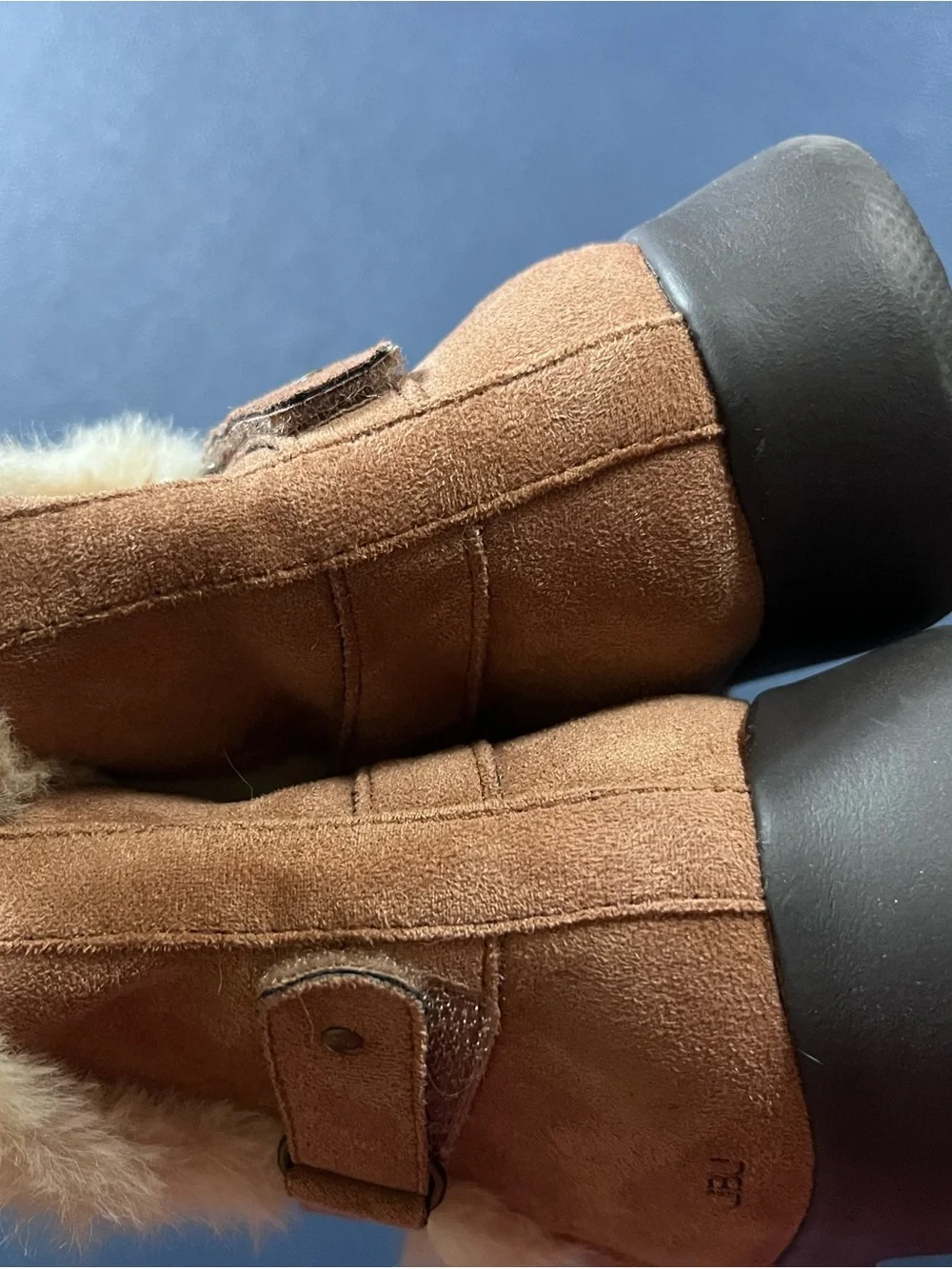 JBU Women's Tan Suede Shearling Memory Foam Ankle Boots, like New